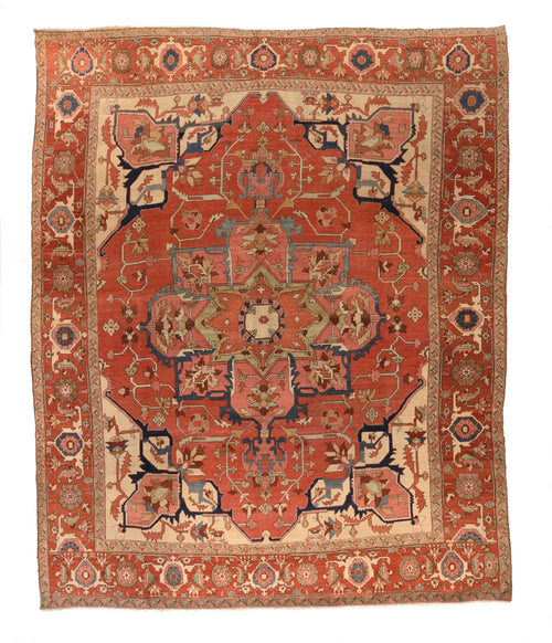 Antique Red Serapi Persian Area Rug
