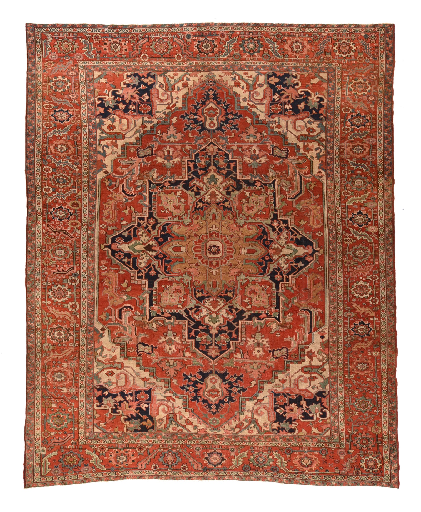 Antique Red Serapi Persian Area Rug