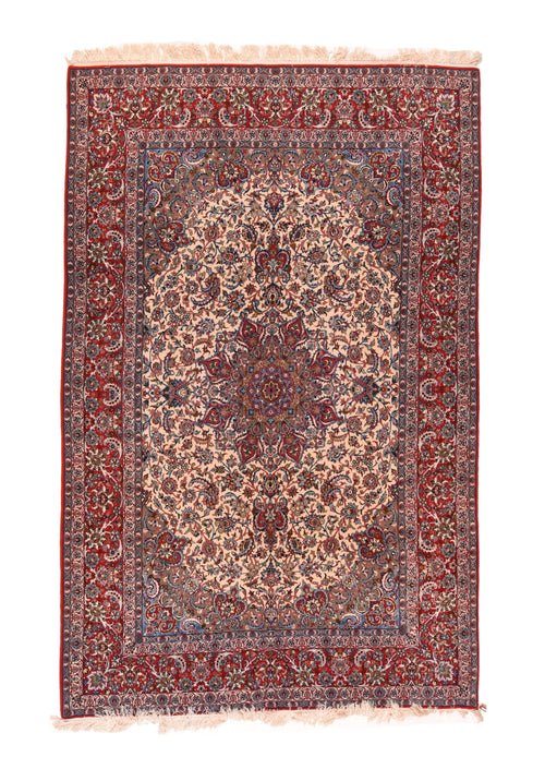 Antique Ivory field Isfahan Persain Area Rug