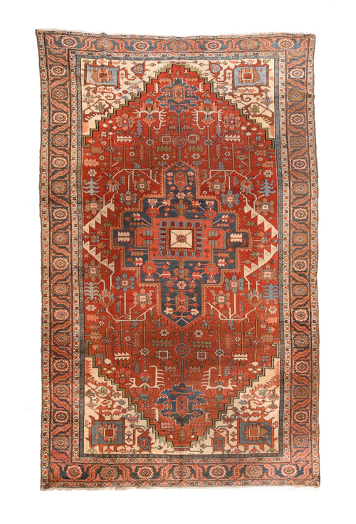 Antique Red Heriz Serapi Persian Area Rug