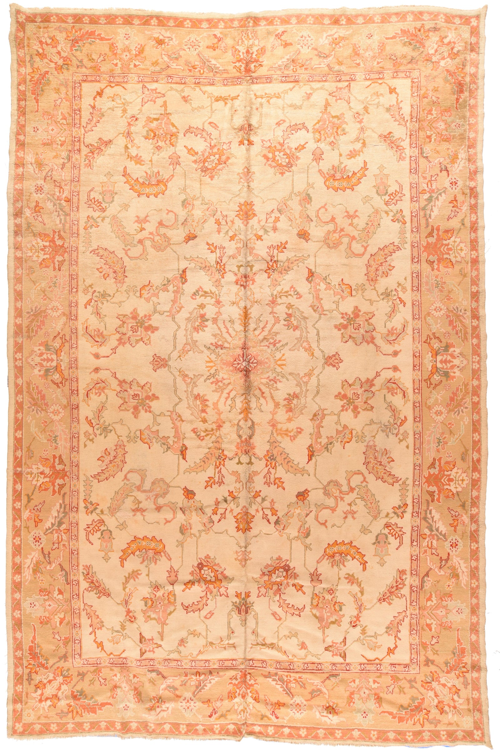 Antique Peach Turkish Oushak Area Rug