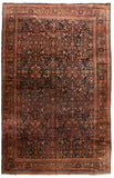 Antique Dark Brown Persian Sarouk Area Rug