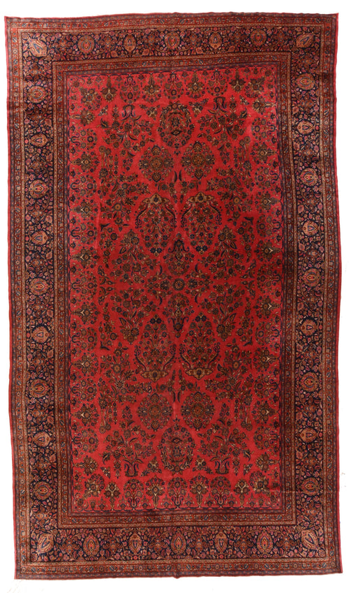 Antique Rust Persian Kashan Area Rug