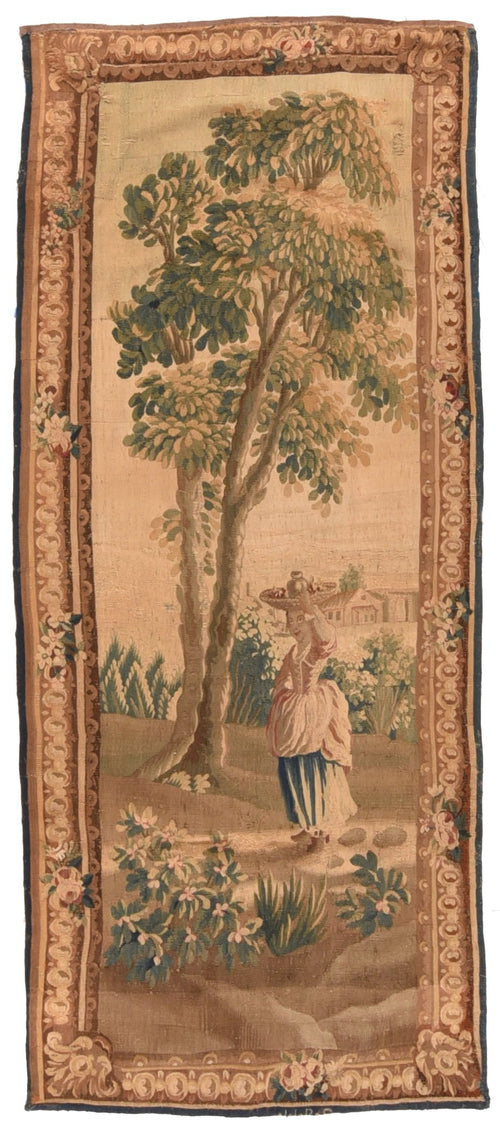 Antique Olive French Tapestry Area Rug