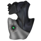 Green Agate, White Quartz Doublet with Black Spinel Coronaria Brooch Pendant in Blackened Silver