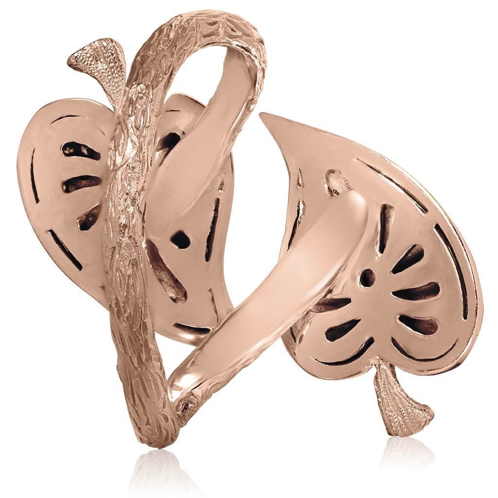 Champage Diamonds and Rose Gold Double Leaf Ring