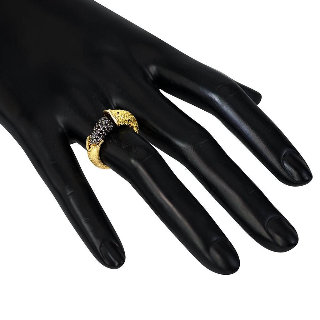 Black Diamonds and Yellow Gold Aorn Ring