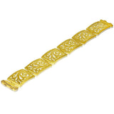 Gold Ornament Link Bracelet with Contrast Texture