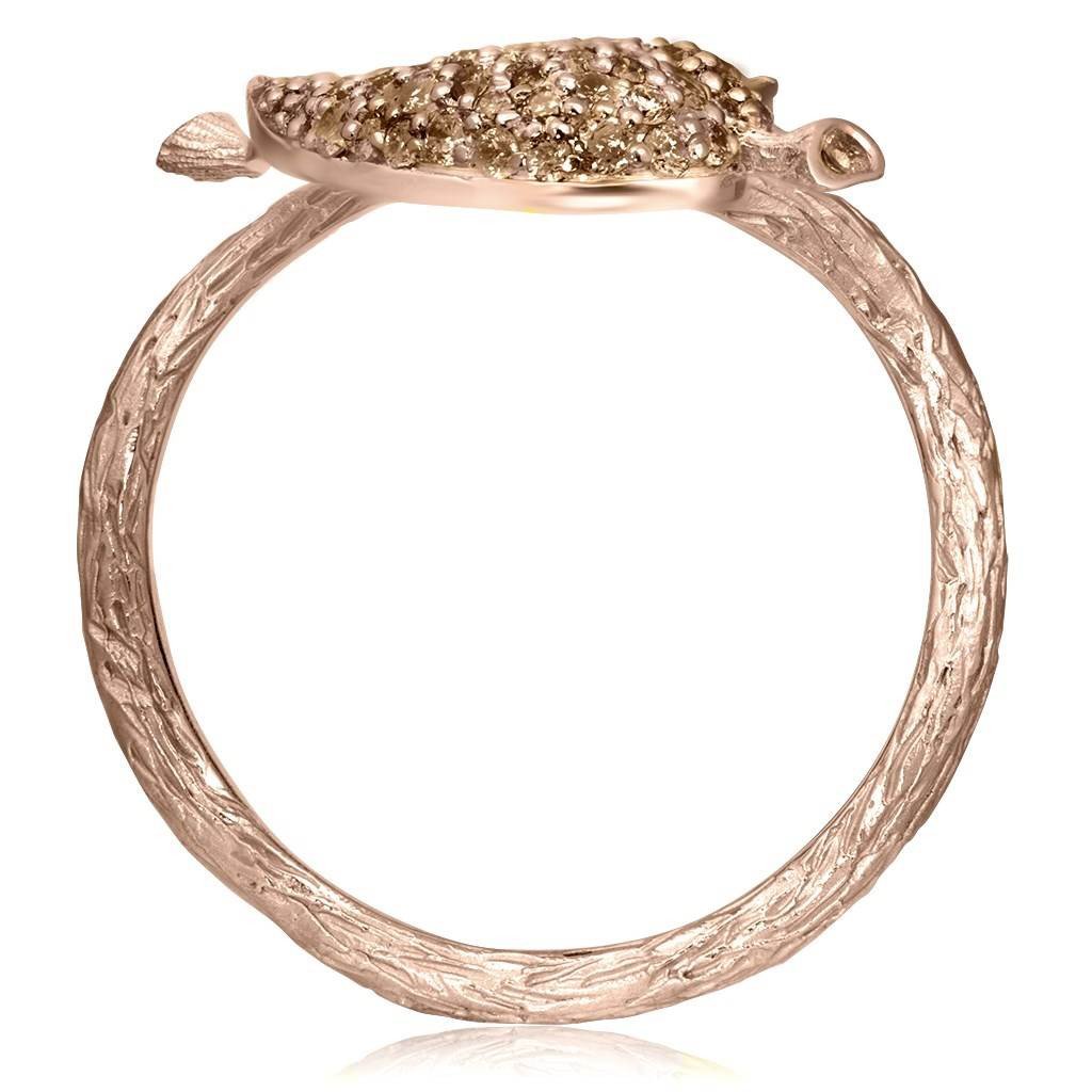 Champage Diamonds and Rose Gold Double Leaf Ring