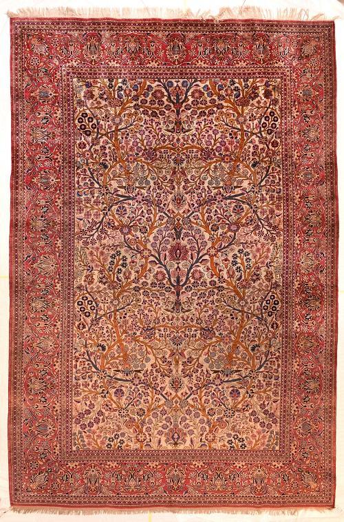 Antique Silk Kashan Persian Rug