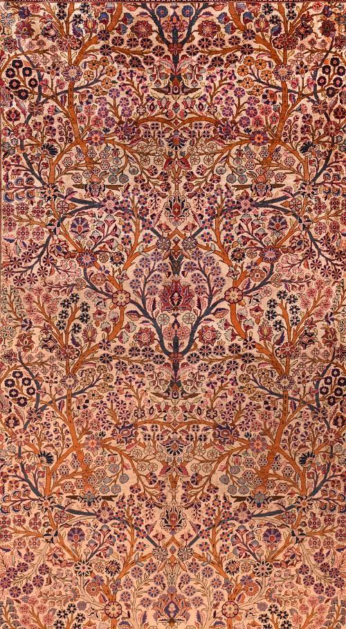 Antique Silk Kashan Persian Rug