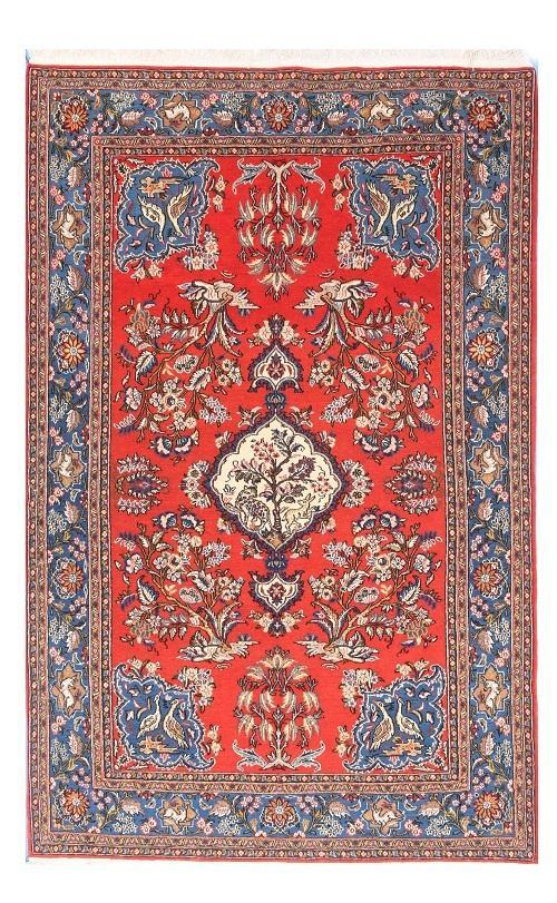 Semi Antique Hand Made Qum Persian Rug