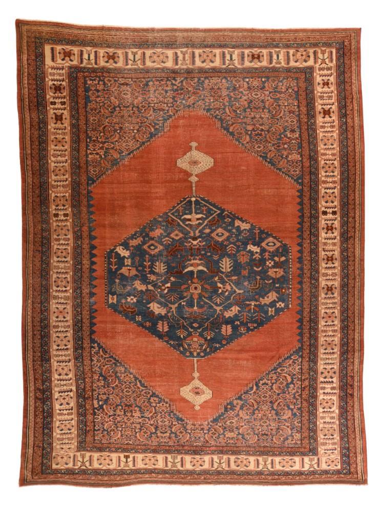 Antique Persian Bakshayesh  Rug, Size 10'10" x 14'10"