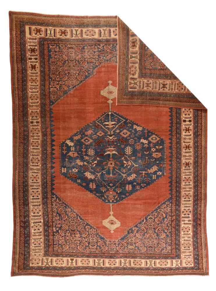 Antique Persian Bakshayesh  Rug, Size 10'10" x 14'10"